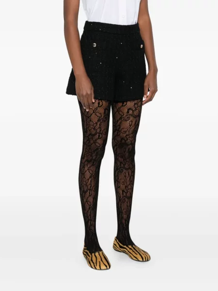 Pantaloni scurți Maje cu paiete din tweed negru