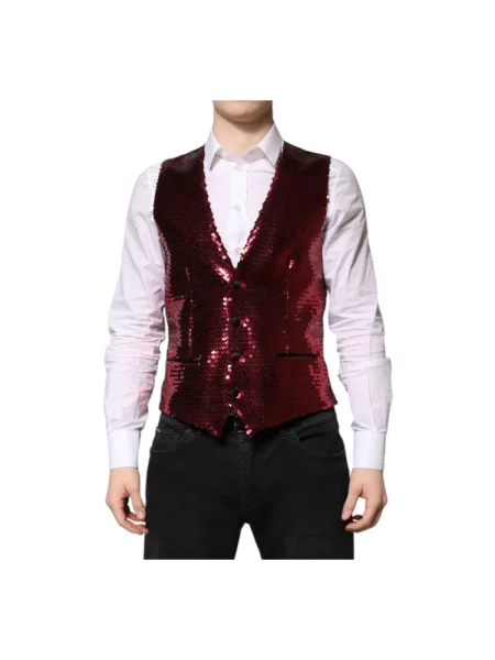 Kamizelka Dolce And Gabbana z cekinami biznesowa czerwona