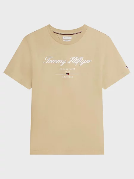 Футболка Tommy Hilfiger с лого бежевая