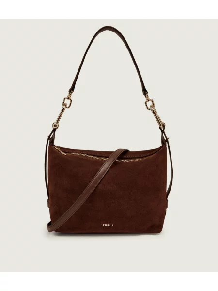 Furla geantă crossbody pentru femei din piele Tonie Mini Hobo maro