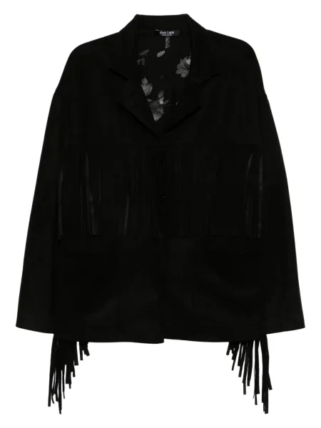 Geacă Blaklace cu franjuri din piele de căprioară negru