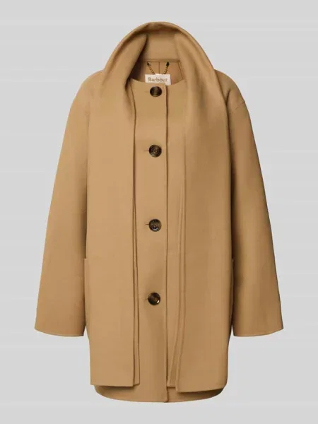 Płaszcz wełniany o kroju relaxed fit z wbudowanym szalem model ‘CLEMENTINE’ Barbour