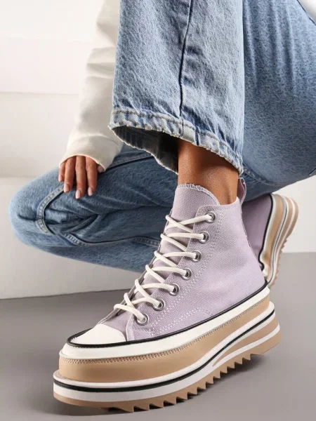 Adidași pe platformă înaltă cu tijă peste gleznă Anlitela violet