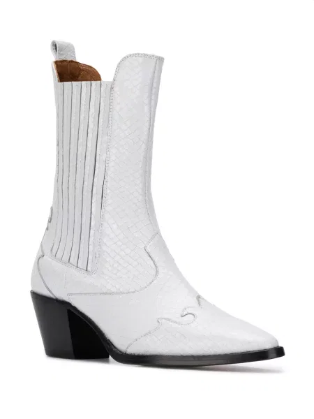Botine Paris Texas cowboy alb