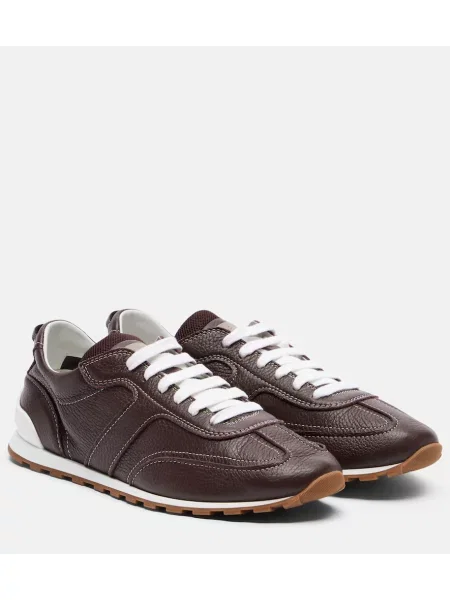Sneakerși Brunello Cucinelli din piele bordo