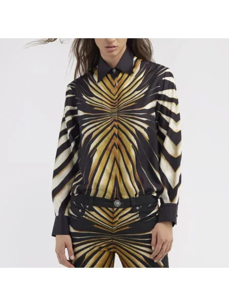 Jedwabna koszula Roberto Cavalli z nadrukiem