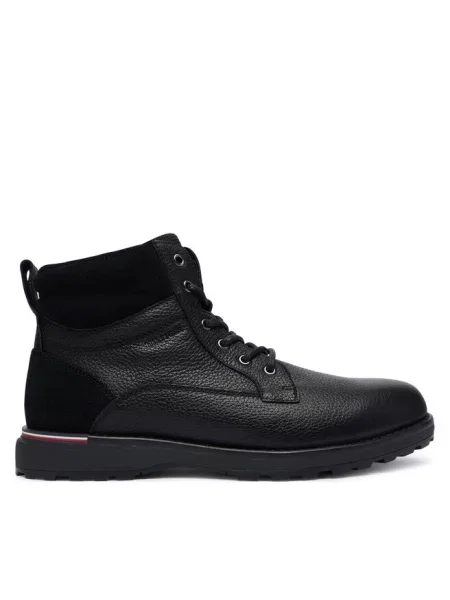 Tommy Hilfiger buty skórzane CORPORATE W LTH LACE BOOT czarny