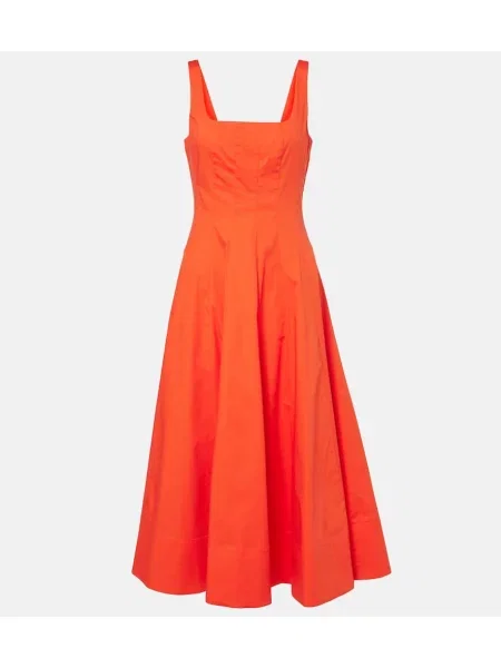 Midi obleka Staud poplin rdeča