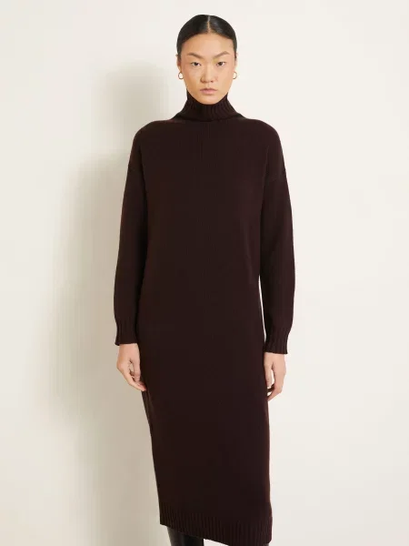 Max Mara Pletené Šaty Fragore S Kašmírem tmavě hnědá