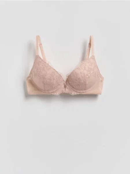 Reserved Push-up бюстгальтер з вишивкою пильно-рожевий рожевий