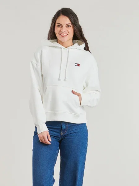 Hanorac cu glugă Tommy Jeans alb