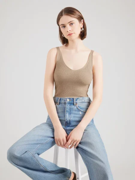 VERO MODA Vyšívaný top VMGLORY kaki