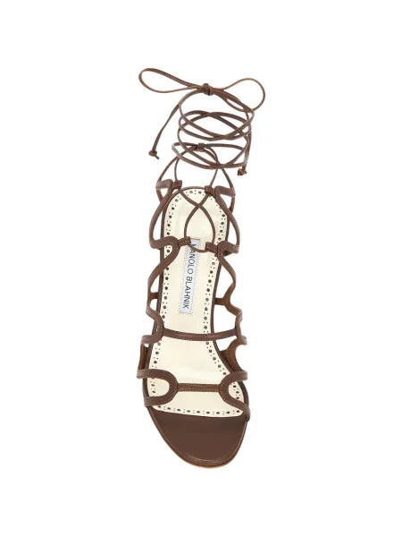 Sandale Manolo Blahnik din piele maro