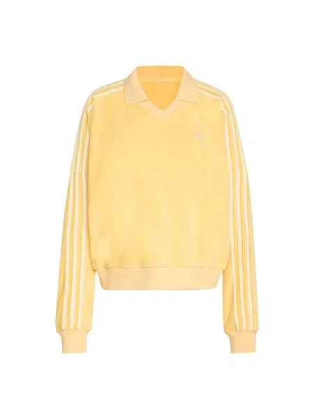 ADIDAS ORIGINALS Bluză de molton TERRY TOWEL V NECK LONG SLEEVES Polo galben alb