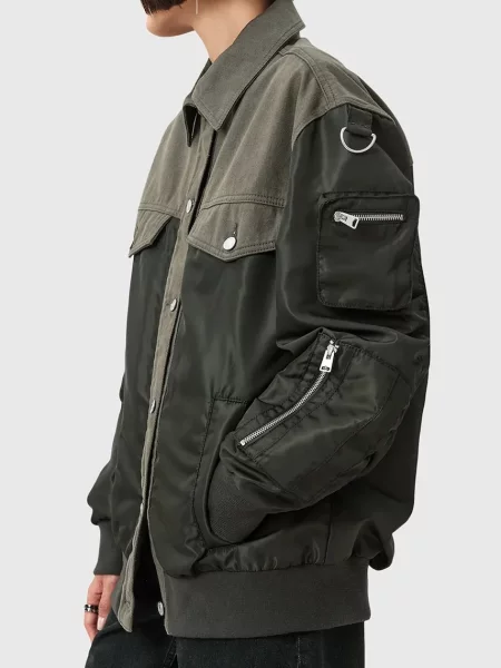 Куртка-бомбер AllSaints VERITY демісезонна oversize зелений