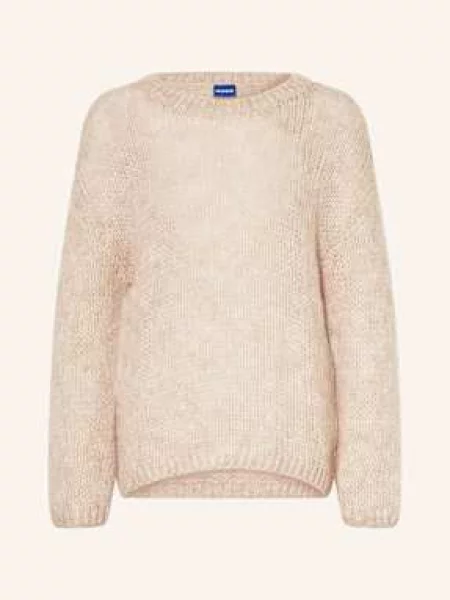 HUGO BLUE sweter z dzianiny z zawartością alpaki Slookina Kobiety marmurkowy M beżowy