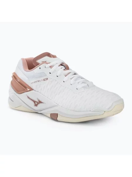 Buty do piłki ręcznej Mizuno Wave Stealth Neo white/rose/snow white czerwone