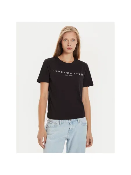 Tommy Hilfiger Majica Logo Regular Fit črna