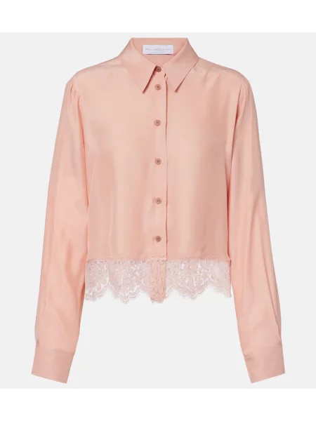 Cămașă Stella Mccartney de mătase cu model floral roz
