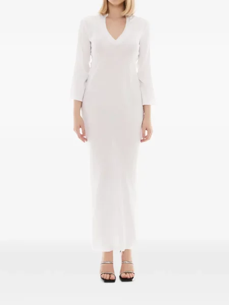 Gulerat rochie maxi Tessitura Body Couture alb