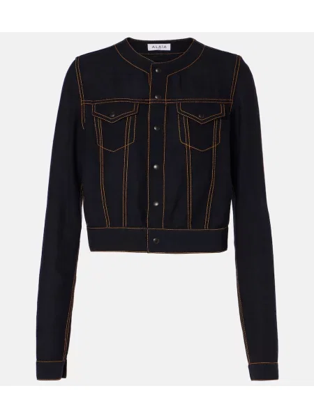 Geacă Alaïa de lână albastru