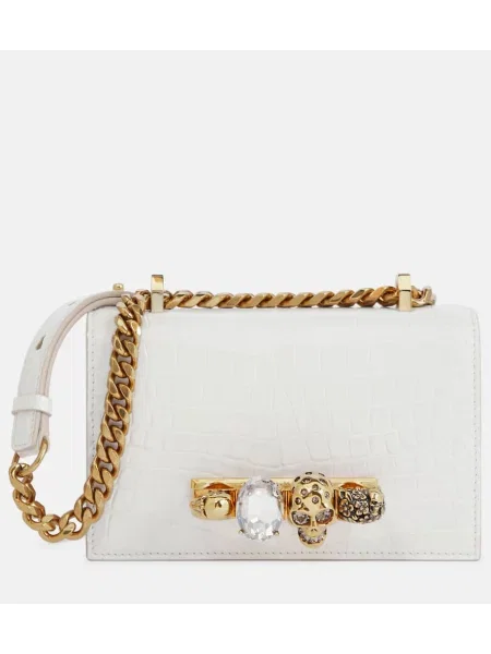 Geantă messenger Mcqueen din piele alb