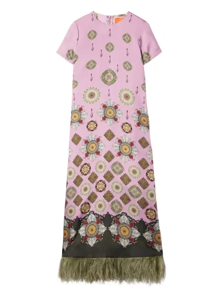 Maksi sukienka maxi La Doublej w piórka garniturowa różowa