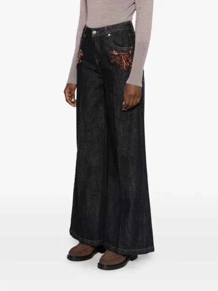 Pantaloni palazzo Ermanno Firenze albastru