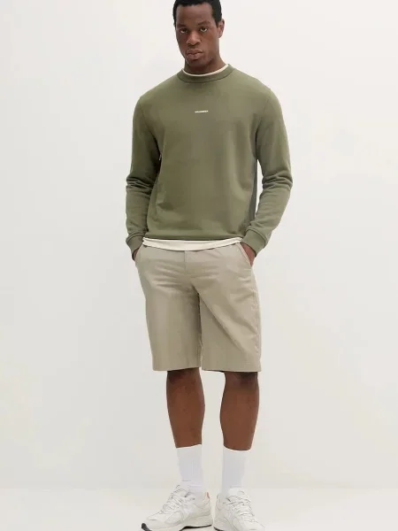 Calvin Klein Jeans szorty z domieszką lnu beżowy