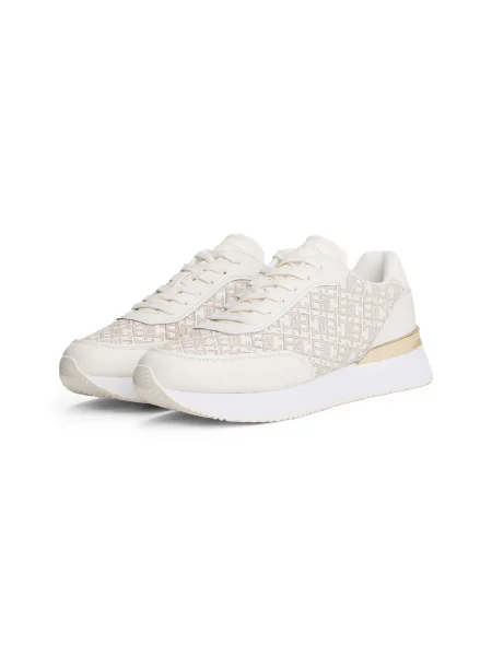 Kožené tenisky Tommy Hilfiger CHIC MONOGRAM RUNNER béžová