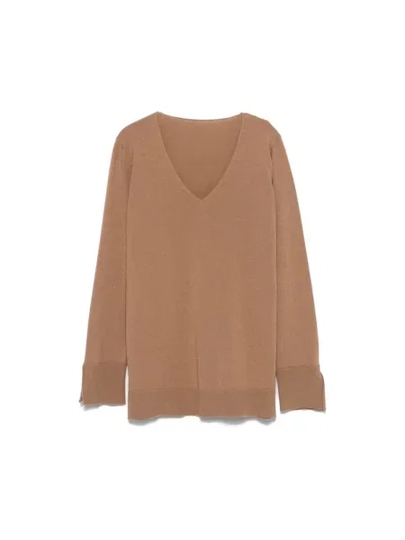 Sweter Le Tricot Perugia z kaszmiru z nadrukiem brązowy