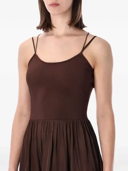 Rochie Sessun cu șireturi din dantelă maro