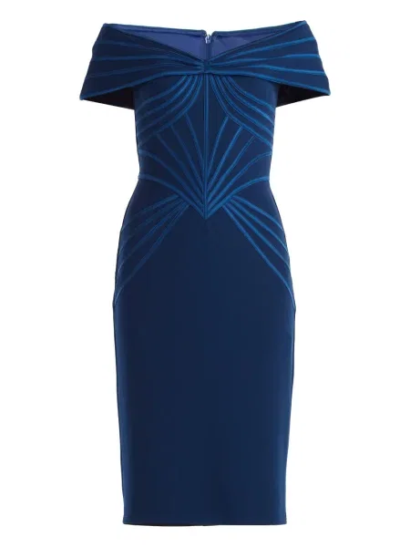 Osłona sukienka ołówkowa Tadashi Shoji garniturowa niebieska