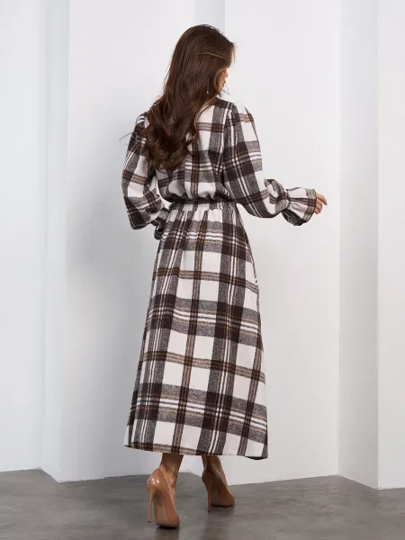 Вовняна Сукня максі ISSA Plus білий/коричневий біла