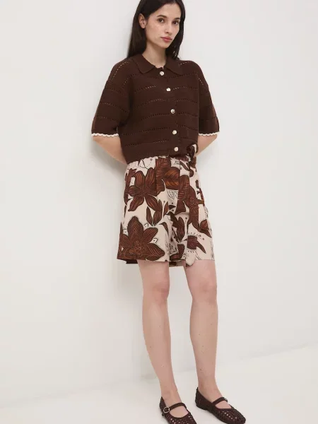 Medicine szorty z domieszką lnu beżowe