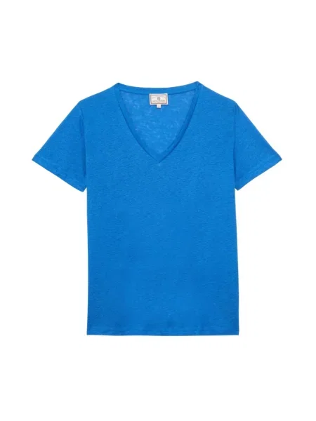 Lniana koszulka Ines De La Fressange Paris niebieska