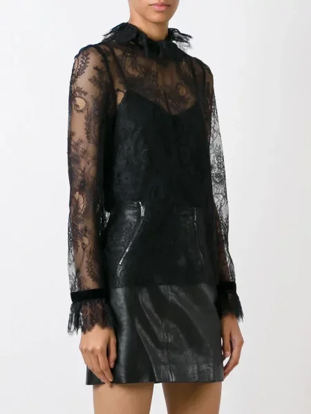 Bluzka Philosophy Di Lorenzo Serafini z falbankami koronkowa czarna
