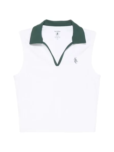 Top Sporty & Rich cu broderie fără mâneci alb