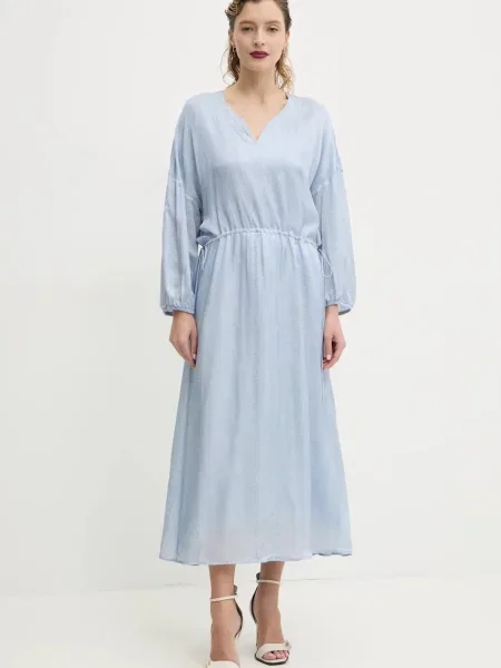 Bruuns Bazaar sukienka maxi rozkloszowana niebieski
