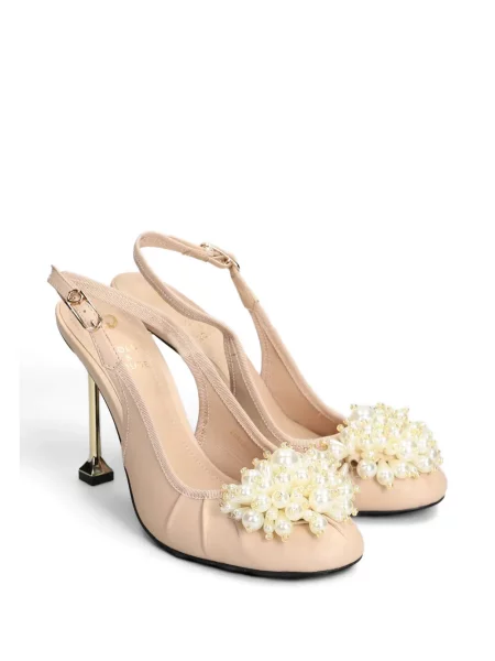 Pantofi cu toc Gold & Rouge cu perle
