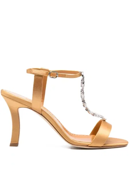 Кожени сандали Manolo Blahnik оранжево