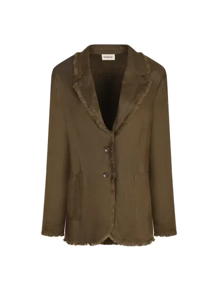 Lniana marynarka Parosh z frędzli zielona