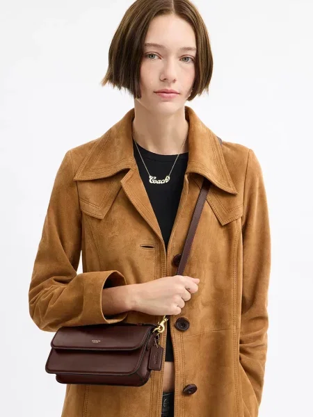 Кожаная сумочка Coach коричневая