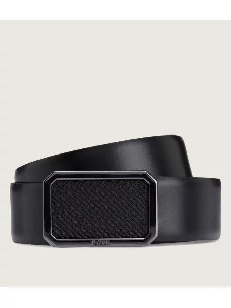 BOSS BLACK Curea de piele negru