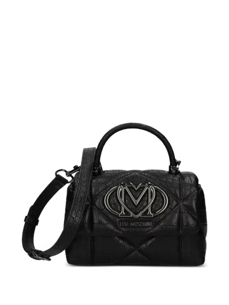 Geantă shopper Love Moschino cu aplicații negru