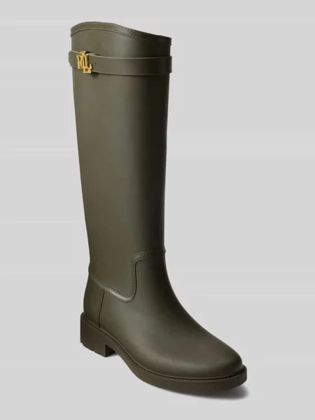 Kalosze z detal z logo Lauren Ralph Lauren oliwkowe