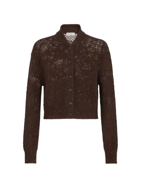 Cardigan Brunello Cucinelli de lână maro