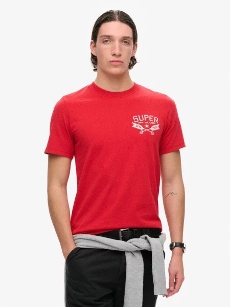 Wzorzysta koszulka Superdry Outdoor czerwona