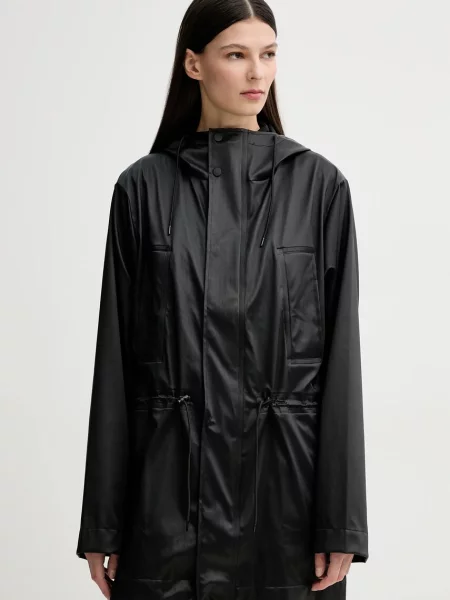Rains kurtka Bold Long Jacket W3 przejściowa czarny