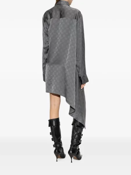 Rochie Off-white din jacard asimetrică alb